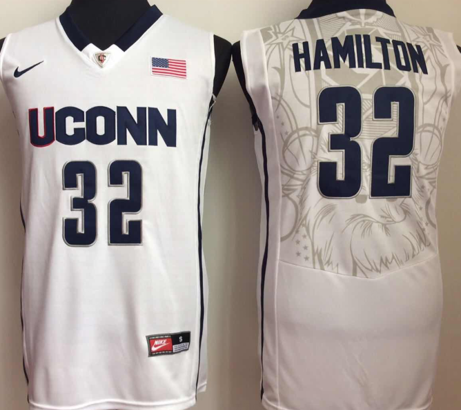 NCAA Men Uconn Huskies White #32 hamilton->more ncaa teams->NCAA Jersey